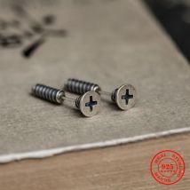 MKENDN 100% 925 Sterling Silber Ohrringe Männer Frauen Vintage Schraube Stud Ohrringe Persönlichkeit Schmuck Halloween Geschenk
