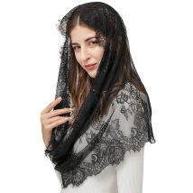 Frauen Vintage Unendlichkeit Schal Dame Mantilla Spitze Katholische Elegante Kirche Schleier Kopfbedeckung Latin Masse Hochzeit Braut Schal Schwarz