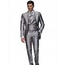 Neue Klassische herren Anzug Smolking Noivo Terno Slim Fit Easculino Abend Anzüge Für Männer Silber Frack Bräutigam Smoking