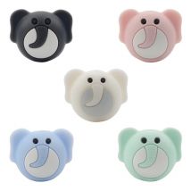 LOFCA 5pcs Elephant Silicone Beads BPA Free  Baby Teething Bead For DIY Jewelry Making Chewable Baby Teething Gift
