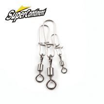 Supercontinent 50PCS Hecht Angeln Zubehör Stecker Pin Lager Roll Wirbel Edelstahl Snap Angelhaken Köder