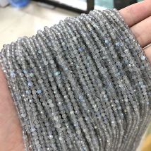 Blue Moonstone Sliced 2mm 3mm 4mm Natural Gemston Beads Facted Round for Jewelry Making Necklace Earring Bracelet 15inch