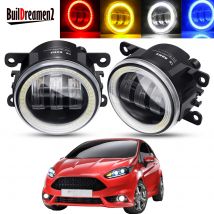 2 pezzi Angel Eye gruppo fendinebbia per Ford Fiesta 2001-2015 paraurti anteriore auto lente LED fendinebbia lampada di guida DRL 30W 6000LM 12V
