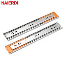 NAIERDI, guías de gabinete de acero inoxidable de 10 "-22", cierre suave, rieles de cajón de tres secciones, guías de cajón, rieles amortiguadores, Hardware