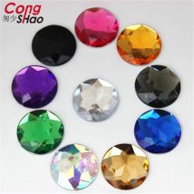 Cong Shao 20 Stück 25 mm bunte Acryl-Strasssteine, runde Perlen mit flacher Rückseite, Kristallsteine, DIY-Modeschmuck-Zubehör ZZ156