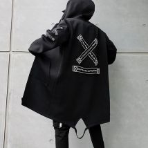 Nueva ropa de calle para hombre, chaquetas y abrigos negros, abrigo cortavientos con capucha de Hip Hop Harajuku para hombre, ropa para hombre, prendas de vestir M-5XL