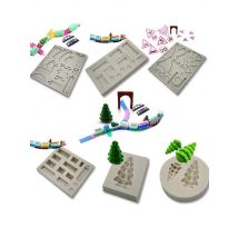 Train Series Pine Track Signpost Silicone Mold Fondant Mold Cake Decorating Tools Train Compartmen Chocolate Gumpaste Mold H964