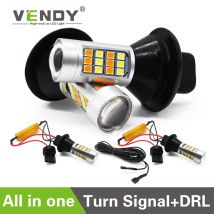 2PCS Canbus 2 in 1 Auto LED Blinker + Tagfahrlicht Dual Modus Auto DRL Birne WY21W w21W T20 PY21W BAU15S P21W BA15S