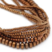 3/4/6/8MM Natural Hematite Stone Copper Flat Cylinder Spacer Round Loose Beads For DIY Jewelry Making Charm Bracelet Findings