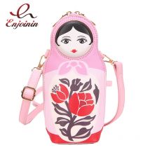 Nette Puppe Förmigen Schulter Tasche Rosa Kleine Crossbody-tasche für Frauen Roman Geldbörsen und Handtaschen Mädchen Kupplung Tasche Pu Leder mode