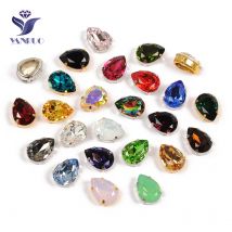 YANRUO 4320 Tropfen-Nähsteine und Kristalle mit spitzer Rückseite, Glas-Strass-Handarbeit, tropfenförmige, genähte Strasssteine für DIY-Handwerk