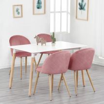 Un set di 4 sedie da pranzo con morbidi velluto e piedini in metallo adatti per cucina, sala da pranzo, soggiorno, lounge (rosa/verde/blu))