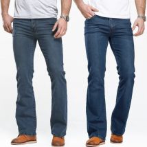 Jeans da uomo con taglio a stivale Pantaloni slim fit blu neri leggermente svasati Pantaloni classici in denim elasticizzato da uomo firmati