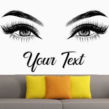 Wimpern, Brauen, Wandaufkleber, Schönheitssalon, Vinyl-Aufkleber, individueller Text, Augenbrauen, Aufkleber, Augenzitat, Make-up 2153