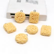 10pcs/pack  Simulation Instant Noodles Resin Earring Charms Creative Round Food Keychain Necklace Pendant Jewlery Findings