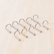 10pcs Lot Nose Stud Stainless Steel Nose Piercing Set Nose Ring Nostril Screws Nariz Bone Studs for Man Women Body Jewelry 20G