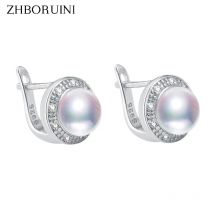 ZHBORUINI 2024 Neue Perle Ohrringe 925 Sterling Silber Schmuck Vintage Stil Natürliche Süßwasser Perle Stud Ohrring Für Frauen Geschenk