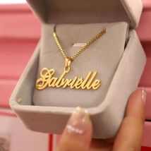 Personalisierte Box Kette Name Halskette Edelstahl Für Frauen Hochzeit Mode Typenschild Anhänger Halskette Schmuck BFF Femme