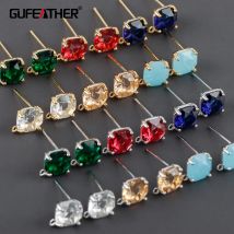 GUFEATHER MA12,accessori di gioielli,pass REACH,senza nichel,placcato in oro 18k rodiato,rame,vetro,orecchino,creazione di gioielli,10 pz/lotto
