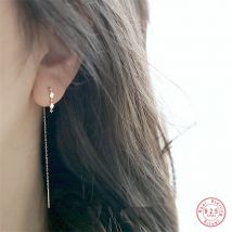 925 Sterling Silber 14 Karat Vergoldung eingelegter Kristall Französischer Diamant Quaste Ohrlinie Damen Retro Classic Party Schmuck Zubehör