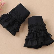 Gothic Retro Schwarz Abnehmbare Ärmel Gefälschte Manschetten Multi Schicht Rüschen Spitze Patchwork Lolita Prinzessin Pullover Dekorative Armband