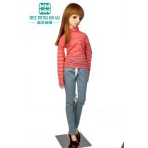 60CM BJD Puppenkleidung 1/3 SD Spielzeug Kugelgelenkpuppe Mode gestreifte Rollkragenjeans