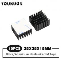10 stück IC Chipset 25mm x 25mm x 15mm Chip Kühler Aluminium Kühlkörper Schwarz