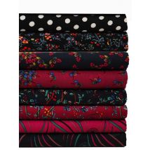 100% Cotton BLACK DARK BLUE RED Hydrangea Red Orange Flowers White Dots Slim Corduroy Soft fabrics for Apparel Hat Dress Shirt