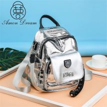Mode Silber frauen Rucksack Hohe Qualität Bookbag Weichem Leder Schule Taschen für Jugendliche Mädchen 3 In 1 Damen Reise rucksack