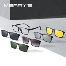 MERRYS DESIGN 5-in-1-Brillengestell mit magnetischem polarisiertem Clip für Herren und Damen,