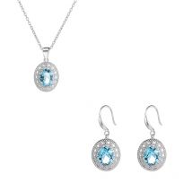 Heißer Verkauf 925 Silber Nadel Runde Cut CZ Anhänger Halskette + Eararings Für Frauen Schlüsselbein Halsband Weibliche Feine Schmuck Set collares