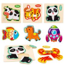 Wooden Toy 3D Jigsaw Puzzle Small Size Cartoon Animal Puzzle Board Kids Early Learning Educational Toys for Children Gifts