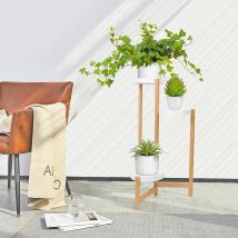 Supporti per piante in bambù da interno, supporto per piante ad angolo alto a 3 livelli e espositore per piante per giardino esterno