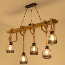 Amerikanischen Loft massivholz Anhänger Lampe Esszimmer Restaurant Café Wohnzimmer Hanf Seil Decke Kronleuchter Vintage Droplight