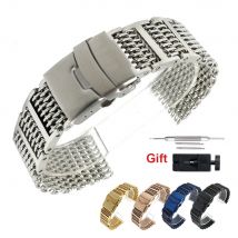 Hohe Qualität 20mm 22mm 24mm Solide Edelstahl Uhr Band Strap Mesh Milanese Klapp Schnalle Armband Armband zubehör
