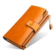 Vintage Luxus Frauen Geldbörsen Aus Echtem Leder Lange Zipper Clutch Geldbörse Große Kapazität Karte Halter Brieftasche
