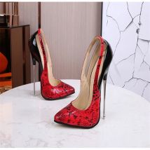 Hot ! Serpentine Pattern Shoes Women's 16cm Heels 2024 Metal Stiletto High Heels Sexy Snake Print Female Shoes 46
