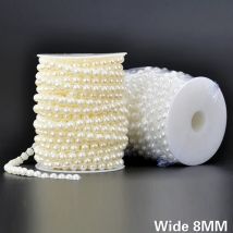 8 mm breite weiße beige halbrunde Perlenkette, Perlen, Spitzenband, Stickerei, DIY, Basteln, Weihnachten, Hochzeit, Kopfbedeckung, Heimdekoration