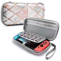 Mumba Deluxe Ulta Dünne Harte Shell Reise Tasche Tasche Für Nintendo Schalter-hält 10 Spiel Patronen-Rosa marmor