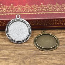 6 Stück neue Mode 20 mm Innengröße Antik Bronze Silber Farbe klassische runde Stil Cabochon Basisfassung Charms Anhänger