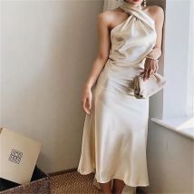 Mode frau Sexy Temperament Shiny Einfarbig Ärmellose Elastische Schlank Halfter Langes Kleid Für Das Tägliche Leben