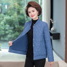 Middle-aged and Elderly Women's Jackets Autumn Casual Short Jacket Large Size Winter Thin Section Down Cotton Outwear 5XL W74