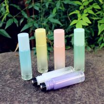 10pcs/lot 5ml10ml Colorful Thick Glass Roll On Bottle Empty Roller Perfume Bottles Refillable Essential Oils Vials