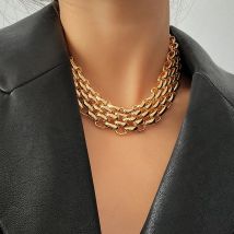 PuRui Punk Chunky Kette Choker Halskette für Frauen Hip Hop Gold Farbe Layered Kragen Halskette Statement Mode Schmuck