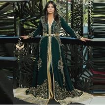Marokkanischer Kaftan, muslimische Abendkleider, A-Linie, lange Ärmel, Chiffon-Applikationen, Dubai, arabische Abaya, islamisches Kleid, individuell gestaltet