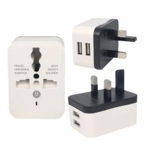 2 USB-Lade-Universal-Reiseadapter International World Travel AC-Stromrichter-Stecker-Adapter-Buchse EU UK US