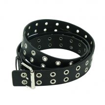 3,8 cm Mode Frauen Punk Gürtel Einstellbare Schwarz Doppel Öse Tülle Metall Schnalle Kühlen Niet Leder Männer Bund Für Jeans