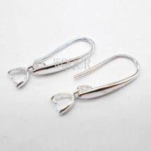10PCS 925 Silver Smooth Irregular Circle Surface Women's Matte Ear Hook Earrings Blank Base DIY Jewelry Making Result Accessory