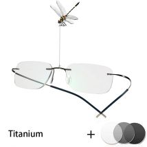 Titan Randlose Brille Männer Frauen Photochrome Grau Myopie Objektiv Outdoor Presbyopie Optik Brillen -125 -150 -200 Sonnenbrille