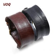 VOQ Vintage Einlagiges Rindsleder Breites Armband Verstellbare Manschettenarmbänder für Männer Frauen Freundschaftsarmbänder Pulseras